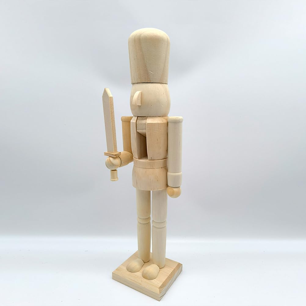 LUOZZY 15" Unfinished Nutcracker Wooden DIY Blank Unpainted Nutcracker Puppet Soldier Christmas Table Centerpiece