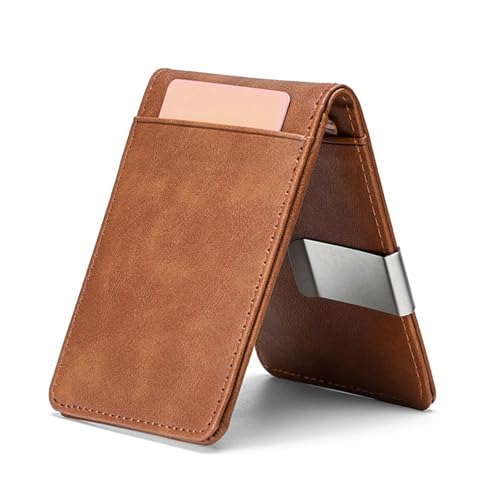 Men Wallet Slim Credit Card Holder Money Clip with Multiple Cards Slots, Credit Card Wallet for Men Ideal Gift Perfect Business or Leisure (Style 2, Khaki)