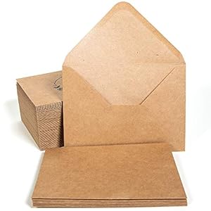 Sodaxx 50 packs A7 Kraft Brown Invitation Card 5×7 Envelopes – 120gsm Gummed Contour Flap for Weddings, Invitations…