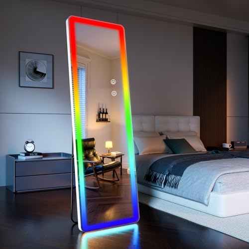 Image of Koonmi LED Full Length Mirror, 63 inchx20 inch Full Length Lighted Mirror with Remote Control, RGB Color Changing Lights, 7 Dynamic Modes, Dimmable Brightness