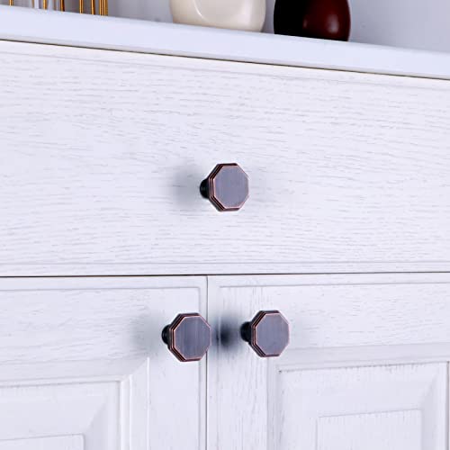 Oil-Rubbed Bronze Knobs For Cabinets And Drawers 10 Pack,1-2/5" Octagonal Brushed Bronze Kitchen Cabinet Knobs Oil-Rubbed Bronze, Copper Bronze Knobs For Dresser Drawers Cabinet Doors Bathroom Drawers #TOP5