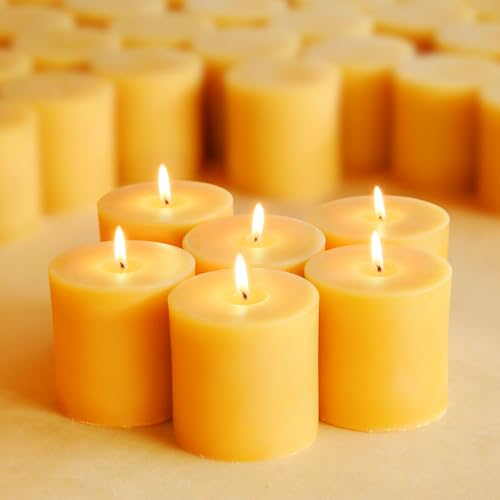 2 x 2 inch Natural Beeswax Pillar Candles Set of