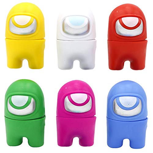 SIMUER 6 peças Among Us Merch Figurine, mini Cute Game Figures Collection Toys Removable Dolls jogos criativos para amantes dos jogos, decoração de casa e presentes de aniversário