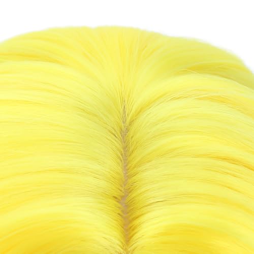 Image of PATTNIUM Kids Yellow Wig Short Curly Wavy Light Yellow Bob Wigs for Girls Cosplay Party Heat Resistant Synthetic Hair Wigs