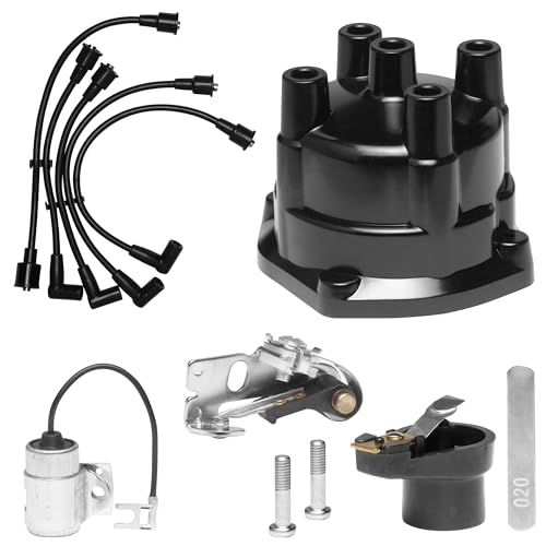 RPS Tune Up Kit for MerCruiser & OMC 2.5L 3.0L 3.7L Engines (1963-1989) | Distributor Cap Rotor Points Condenser & Spark Plug Wires | Replaces Part 393-9459Q1 380541 18-5385