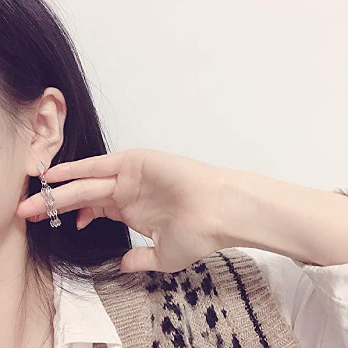 Pendientes de borla largos con diamantes 925 para mujer elegante 2