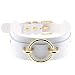 Produktbild Daimay Breit Lederhalsband Halskette Kreis Ring Form Damen Leder Choker Metall Ring Halsband Gotik Punk Rock Lederband Einstellbar Kragen  Weiß mit Gold Ring