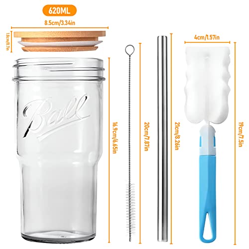Syouacend 2 Pack 24Oz Glass Tumbler Cup With Bamboo Lid And Straw, Reusable Mason Jar Drinking Glasses Iced Coffee Cup, Wide Mouth Glass Bottle For Bubble Tea, Smoothies, Juice, With 2 Cleaning Brush #TOP6