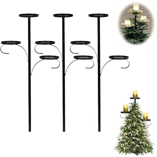 Schwarze Christbaumspitze 29 Schwarzes dreistufiges Baumspitzen-Regal für Weihnachtsbaum,...