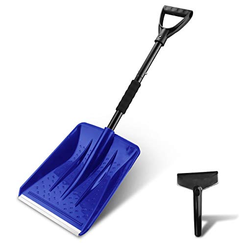 HENGMEI Pala Da Neve Con Ruote In Gomma, Larga 74 Cm, Manico Regolabile, Nera - 3