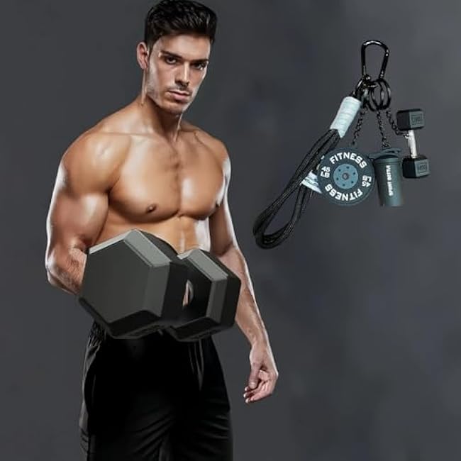 Kettlebell Dumbbell Keychain set Silicone keyring with Metal Handle Motivational Fitness Gym Gifts