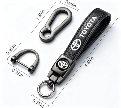 Image of Leather car Keychain Set for Men and Women Family Present Keychain Key Ring Lanyard (Black)