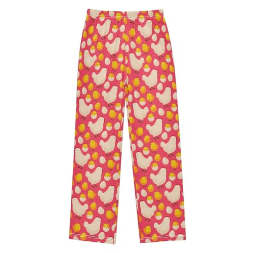ZZXXB Chicken Egg Print Boys Long Pants Soft Trousers Elastic Waist Kids Lounge Bottoms with Pockets S-XL