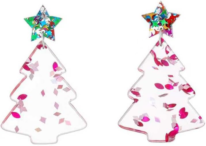 Christmas Tree Earrings for Women Cute Xmas Dangle Drop Earrings Colorful Acrylic Earrings Sparkly Holiday Earrings Fashion Christmas Party Accessories