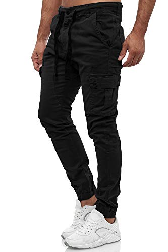 Tazzio Pantalones cargo para hombre, pantalones cargo Jogger Chino Regular Fit Jeans 18525, Negro , 34