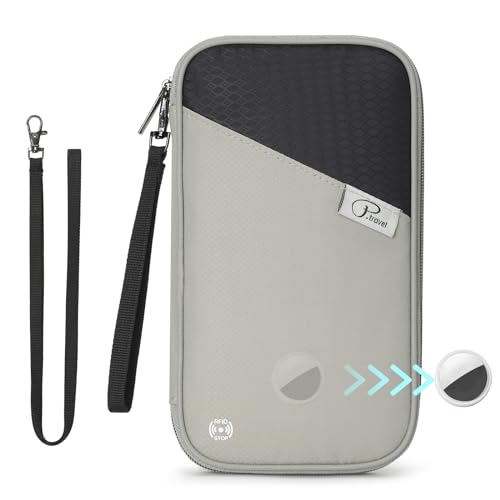 Travel Passport Wallet Passport Covers, RFID Blocking Family Passport Case with Airtag Pocket & Card Holder Waterproof Lightweight Travel Document Org