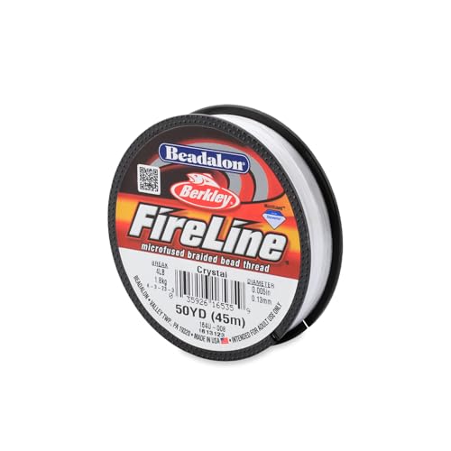 Beadalon FireLine Braided Beading Thread - 0.005, 4lb Test, Crystal, 50yd