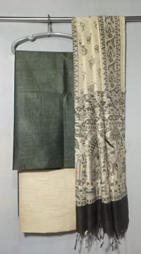 Image of ZERATEX Cotton Silk Hand Crafted Unstitched Suit Set for Women with Dupatta | Cotton Silk Salwar Suit Dress Material for Women & Girls | Top - 2.5 M, Bottom - 2.50 M & Dupatta - 2.5 M