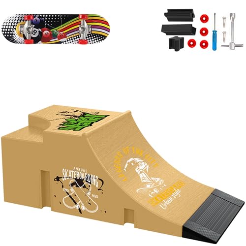 Gxdamxz Finger Skateboard, Mini Fingerskateboard Set, Fingerboard & Rampe Training Requisiten - Form C