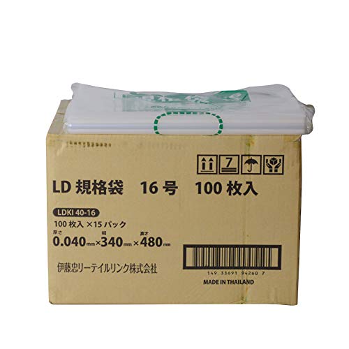 伊藤忠リーテイルリンク LD規格袋 0.04mm 16号 100枚入x15パック