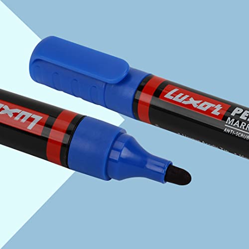 Image of Luxor Refillable Permanent Marker in Brilliant Blue, Pack of 10, Ideal for Clear and Eco-Friendly Marking