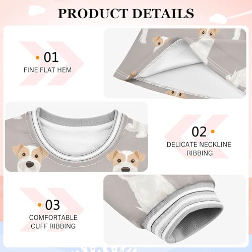 White Dog Girls Dresses Long Sleeve Sweatshirt Dress for Girls Winter Toddler Casual A Line Dresses Size 2-8T3