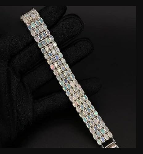 Genuine Ethiopian Fire Opal Wedding Bracelet 925 Sterling Silver Handmade Jewelry #TOP2