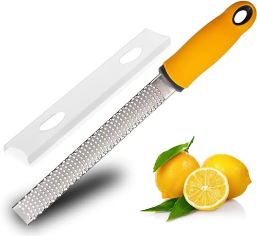 Image of Baskety Stainless Steel Zester Grater Handheld for Lemon, Cheese, Ginger, Garlic, Vegetables & Fruits - 1 Piece (Yellow)