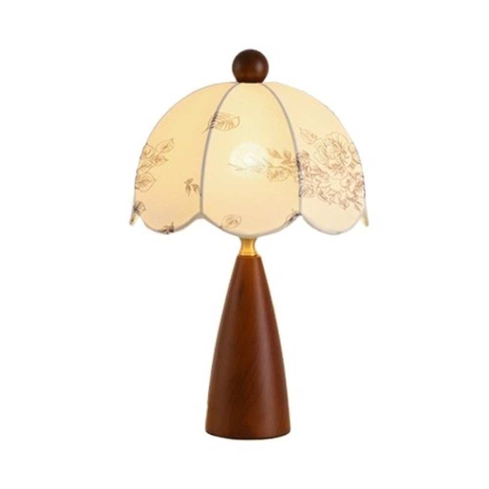 Hhmmei2024-23 Table Lamps Wooden Table Lamp Retro Bedroom Bedside Study Decoration Fabric Lampshade Three Color Light Changing