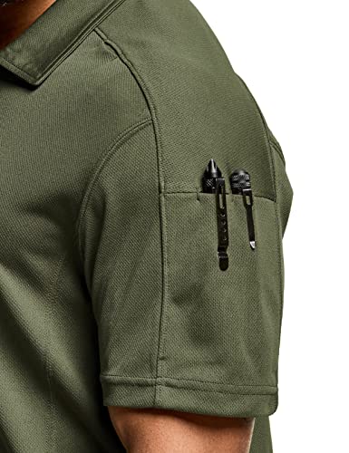 Cqr Men's Polo Shirt, Long And Short Sleeve Tactical Shirts, Dry Fit Lightweight Golf Shirts, Outdoor Upf 50+ Pique Shirt, Frost Pro Army Green, Small #TOP6