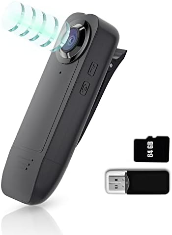 URMARK Mini Camera, 64GB Memory Card Ture 1080P Mini Spy Nanny Body Camera with Photo and Video Recording, Portable Pocket Hidden BodyCam with Night Vision 1000mAh