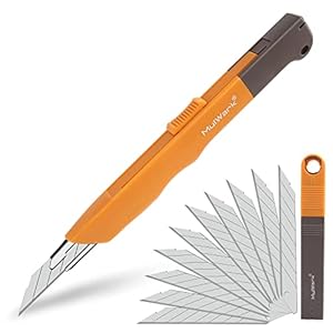 Mulwark 11PC Box Cutter Retractable Utility Knife Set – Heavy Duty Craft Knife with 10PC Sharp Snap-off 9MM 30 Degree Blades for Precision Cutting
