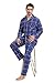 amaxer Men's Flannel Pajamas Set Men's Home Fashion Pajamas Top with Pockets Pants with Drawstring 100% Cotton Soft Pjs for Men，Blue and black plaid with white lines，M