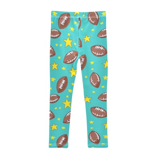 Wusikd Football Girls' Leggings Toddler Doodles Stars Kids Yoga Pants Dance Active Tights 4T2
