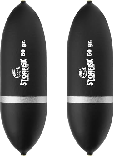 2er Set Unterwasser Wels Raubfisch Posen Schwarz mit Messingösen, Tragkraft Posen:60 Gramm