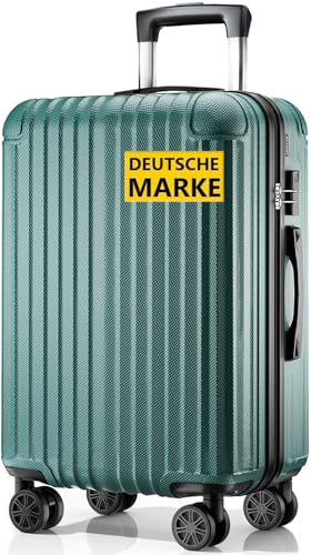 ABISTAB Koffer Trolley Mittelgroß 66x45x27cm, Hartschalen Reisekoffer mit 4 Rollen & Zahlenschloss, leicht Handgepäck Koffer, Dunkelgrün