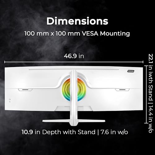 Image of Deco Gear 49 inch Curved Ultrawide 5K Gaming Monitor, 32:9, 120 Hz, 101% NTSC 100% sRGB, USB-C 65W, Adjustable, Home Office and Entertainment Workstation - Exclusive White Edition