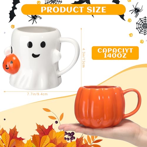 Set 2 Mugs Cerámica Halloween 14 oz Calabaza y Fantasma miniatura 2