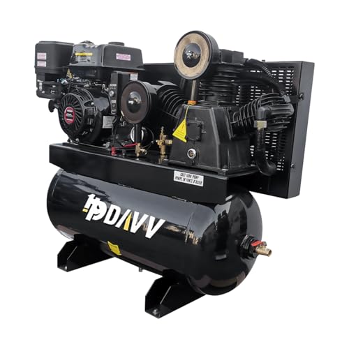 Product Image of the HPDAVV Gas Driven Piston Air Compressor 13HP 24CFM Electric Start Gasoline Driven Piston Pump Air Compressed System with 180PSI Max. Pressure and 30 Gal ASME Tank - 420CC Engine for Service Trucks