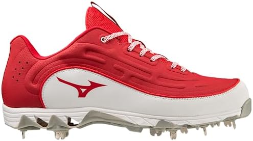 Mizuno Men's 9-Spike Ambition 3 Baseball Cleats, RED-White, 9 | Image 5