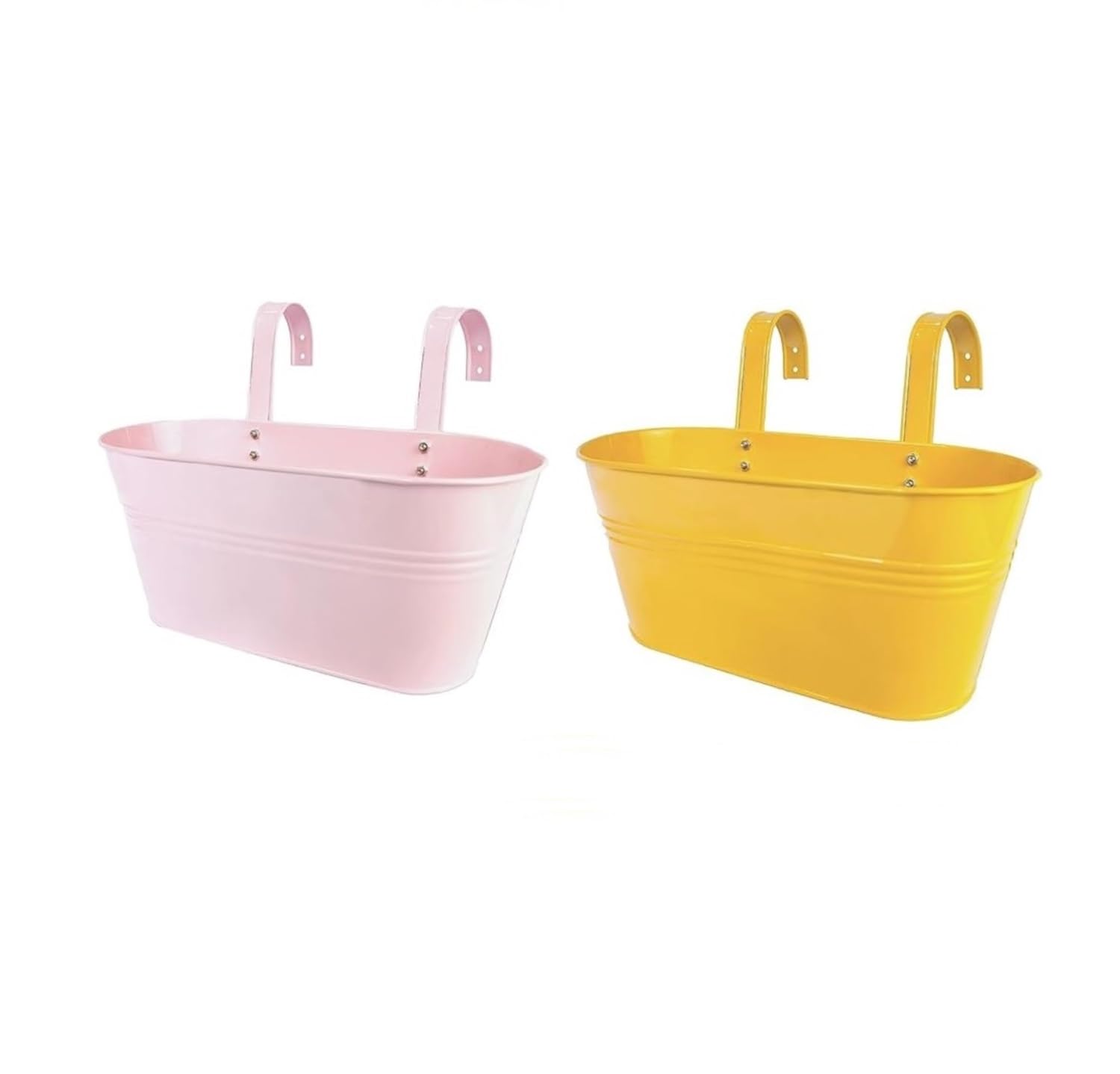 PRIME KRAFTS Railing Oval Planters Metal Hanging Flowerpots for Balcony Fence Railing Garden with Detachable Hooks for Indoor & Outdoor Multicolour-Pack of 2 (B0CSC3268M) Amazon Price History, Amazon Price Tracker