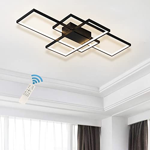 Jaycomey Dimmable Ceiling Light,3 Squares Modern Led Ceiling Lamps With Remote Control,50W Acrylic Flush Mount Ceiling Light Fixture For Living Dining Room Bedroom Kitchen(Black) #TOP11