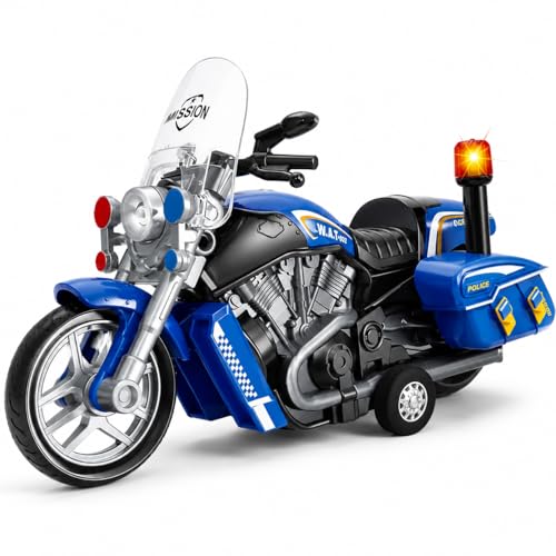 Image of PLUSPOINT Police Rescue Bike Toy for Kids | Friction Powered Push & Go Police Motorcycle with Lights & Music | Emergency Vehicle Simulation Toy for Boys & Girls Age 3-6 Years