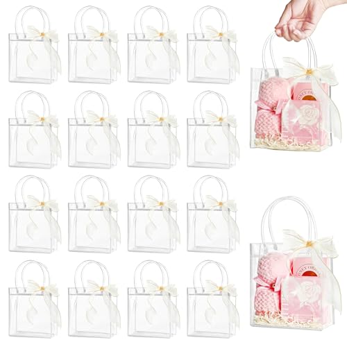 Ohuimrt Clear Plastic Gift Bags with Handles 30 PCS