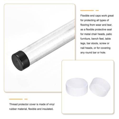Image of uxcell 2pcs Rubber End Caps 130mm(5 1 /8 Inch) ID x 80mm(3 1 /8 Inch) H Vinyl Round Tube Bolt Cap Cover Screw Thread Protectors Clear