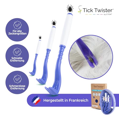 Tick Twister 3 Zeckenhaken für Hunde, Katzen und Menschen – Zeckenzange 3er Set mit Aufbewahrungsbox Sicheres Entfernen ohne Schmerzen – Ideal für Outdoor-Aktivitäten (Lila, 1er-Set)