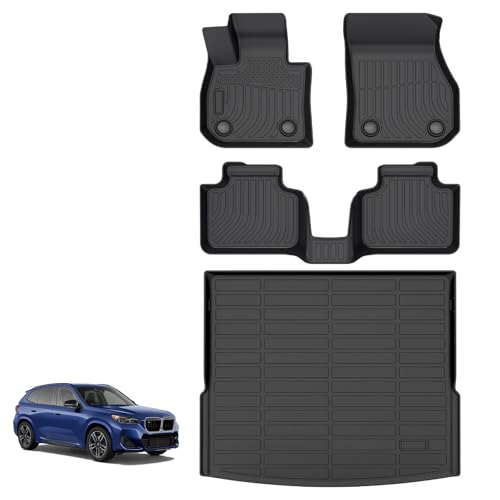 for BMW X1 Floor Mats 2023 2024 2025 2026, TPE Heavy Duty All Weather Custom Car Floor Mat Cargo Liner Anti-Slip Waterproof Easy to Clean Accessories for BMW X1 2023-2026