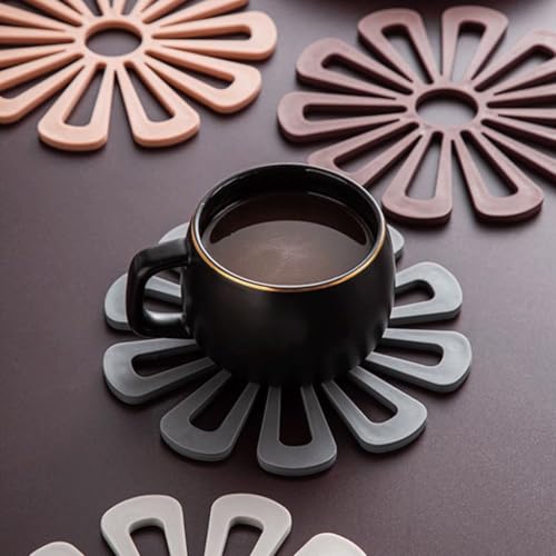 2 PCS Silicone Trivets for Kitchen Worktops, Heat Mats for Kitchen, Silicone Trivets for Hot Pans, Pan Stands for Worktops, Heat Resistant Non Slip, For Kitchen Cooking Dining(Black) - Image 4