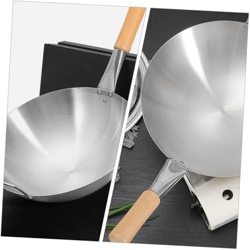 Wok de acero inoxidable Mikikit con mango de madera 12 pulg miniatura 7