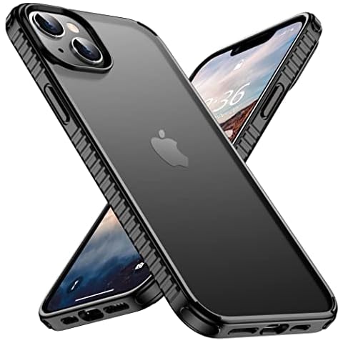 XIWXI Shockproof Designed for iPhone 14 Plus Case, [Military Grade Drop Protection] [Translucent Matte] Slim Thin Protective Phone Case for iPhone 14 Plus 6.7 inch (Black) Cover